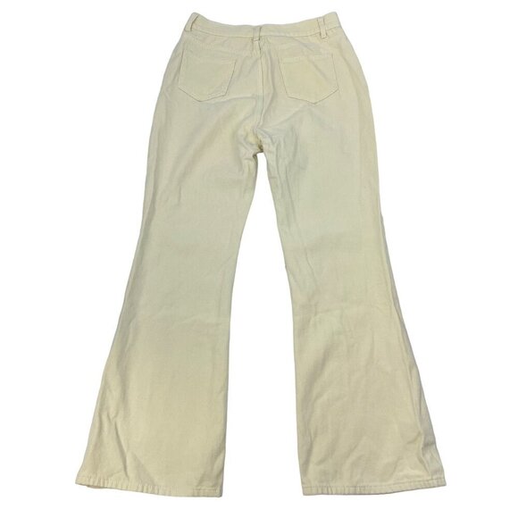 Women’s High Rise Flare Leg Distressed Jeans Pale Yellow Size 29 Waist - Picture 7 of 8